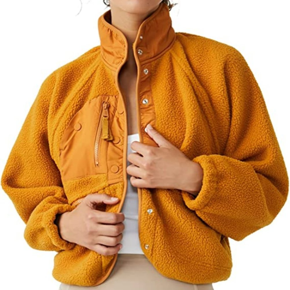 Free People Hit The Slopes Jacket     Russet Orange  Sz L NEW